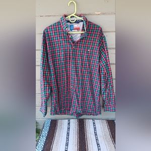 Wrangler George Straight Shirt Mens Large Red Gree Button Up Long Sleeve Western
